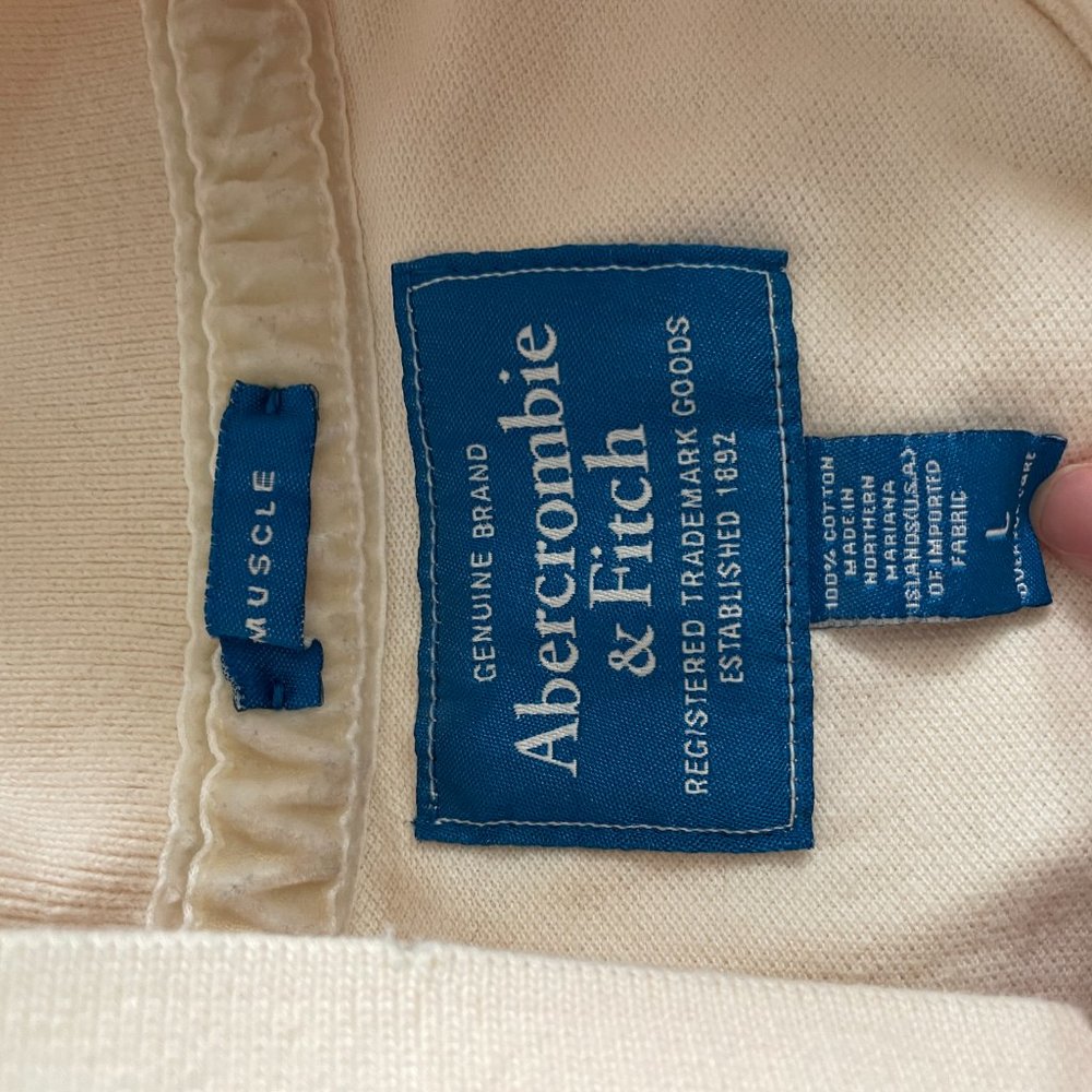 Abercrombie Cream Short Sleeved Mens Polo - Picture 2 of 5